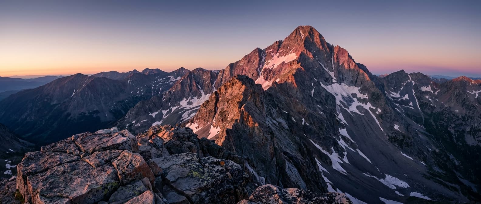 Capitol Peak with the Knife Edge ridge at sunrise alpenglow