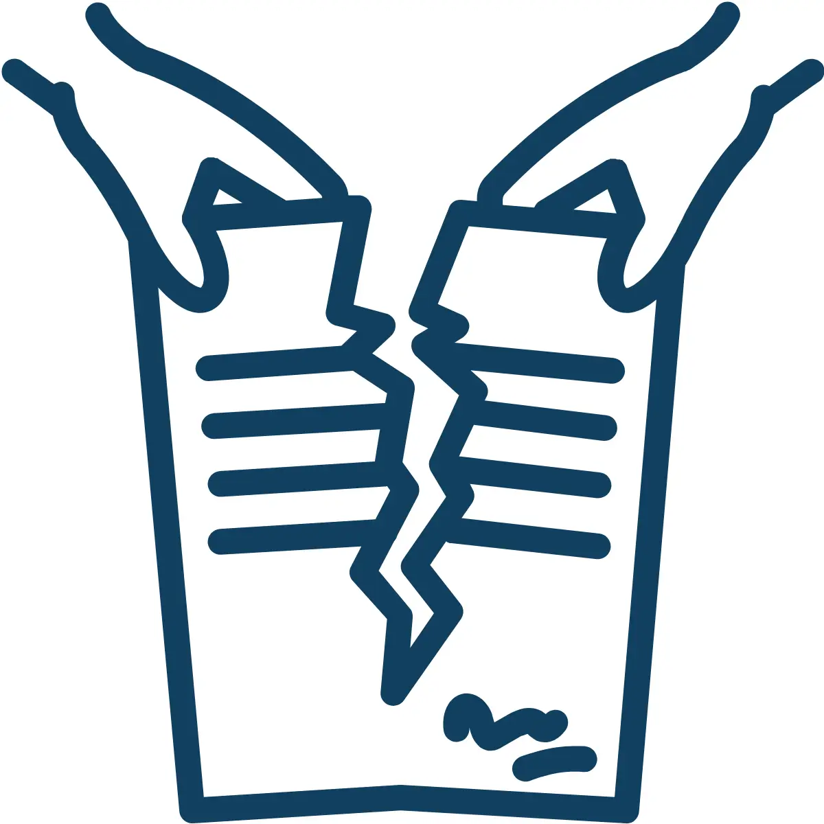 Icon of hands tearing a contract