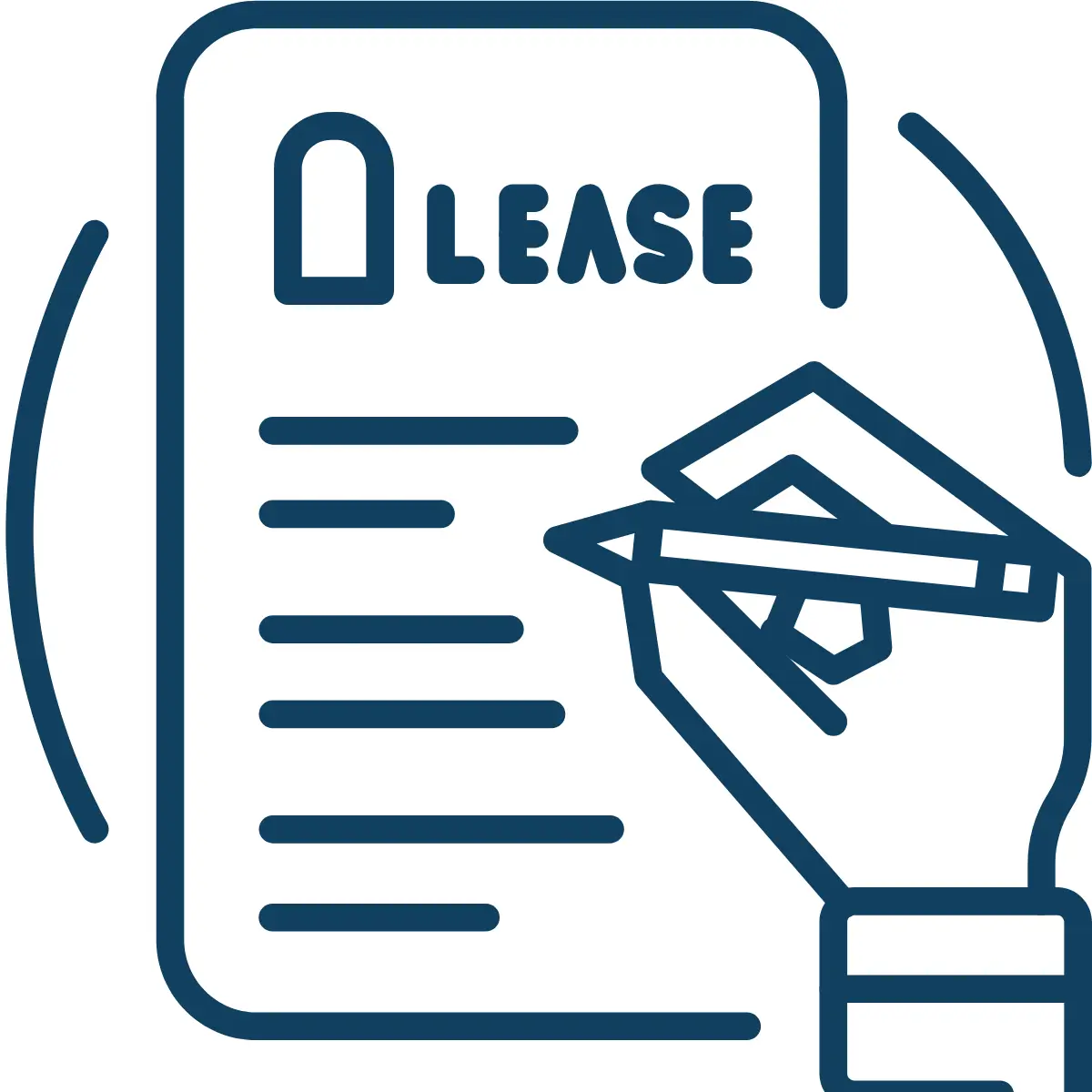Icon of hand signing a commercial lease